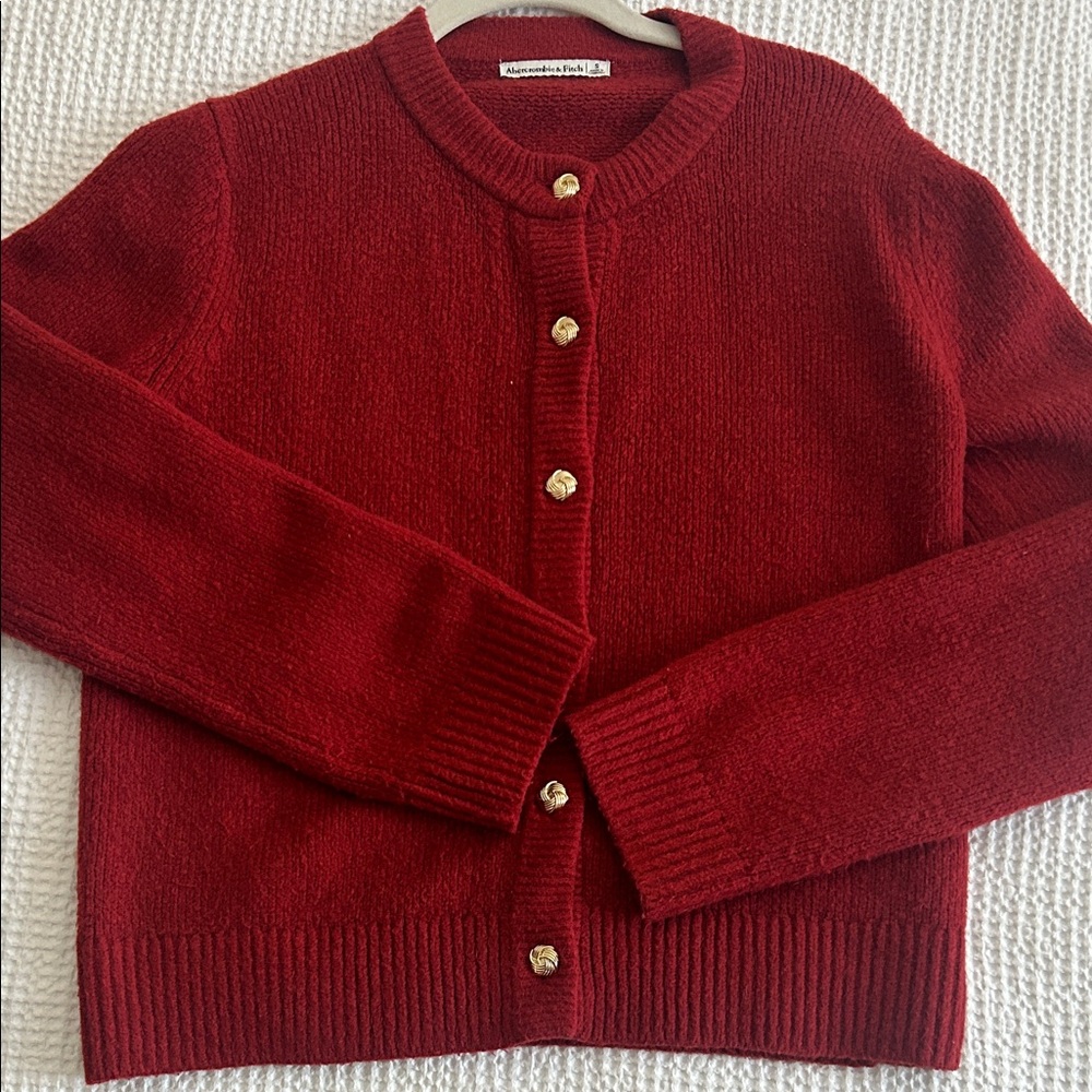 Abercrombie Red Cardigan Sweater